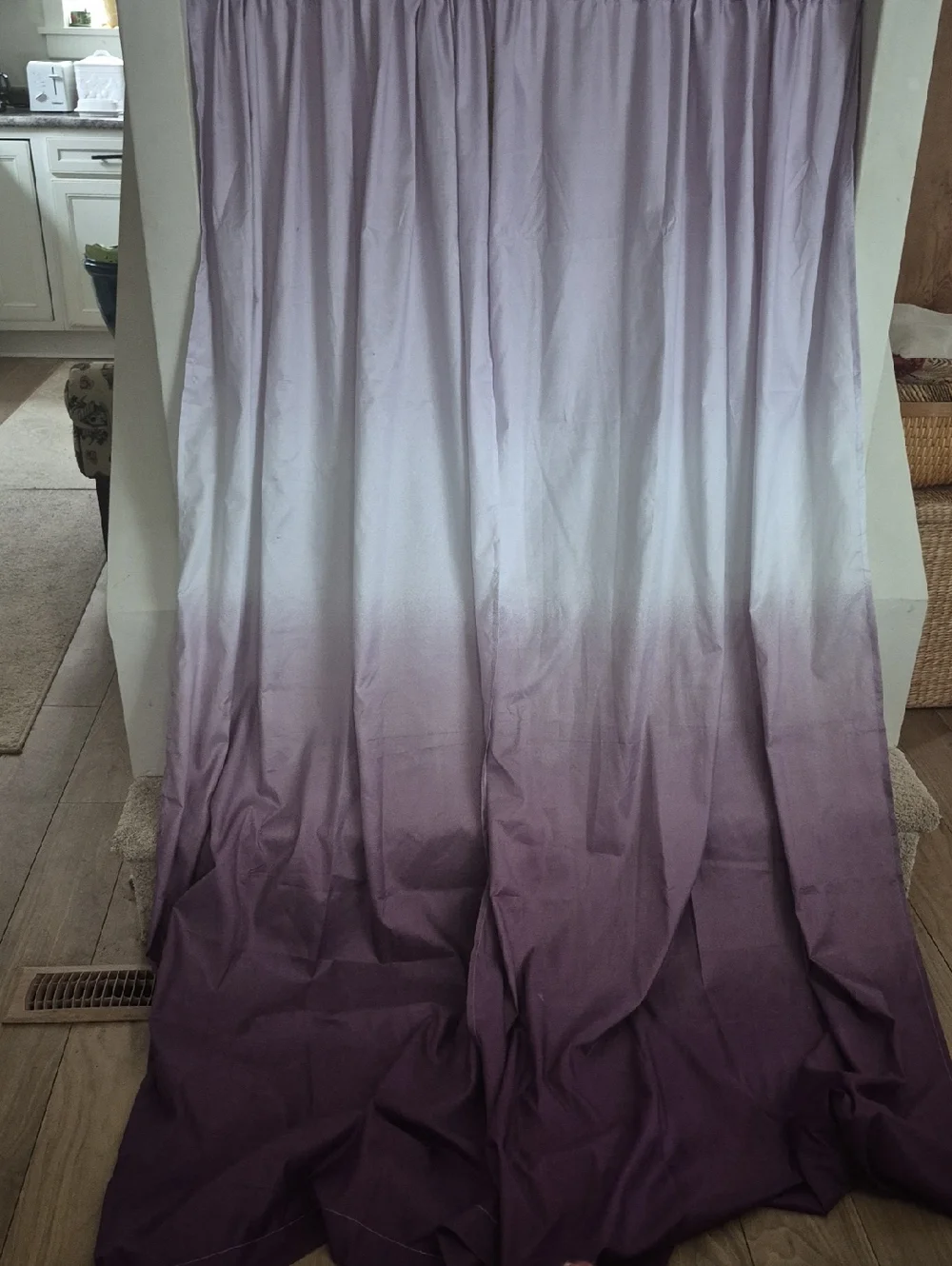Ombre Gradiant White Lavender Purple Curtain Panels (2)